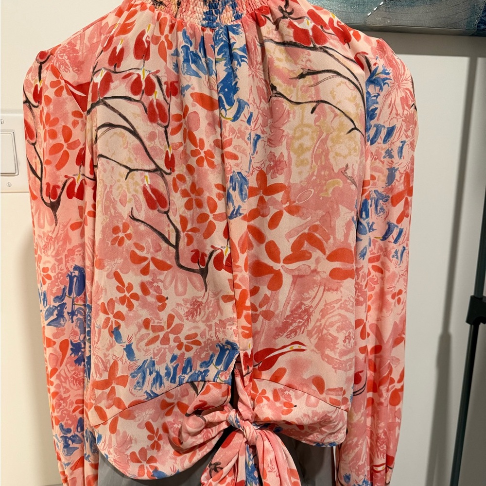 Floral Print Women's Top - Pinks and Blue